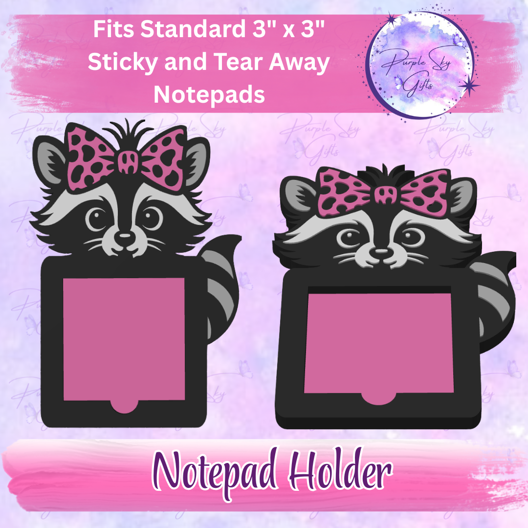 Cute Raccoon 3"x3" Sticky/Tear Away Notes Notepad Holders