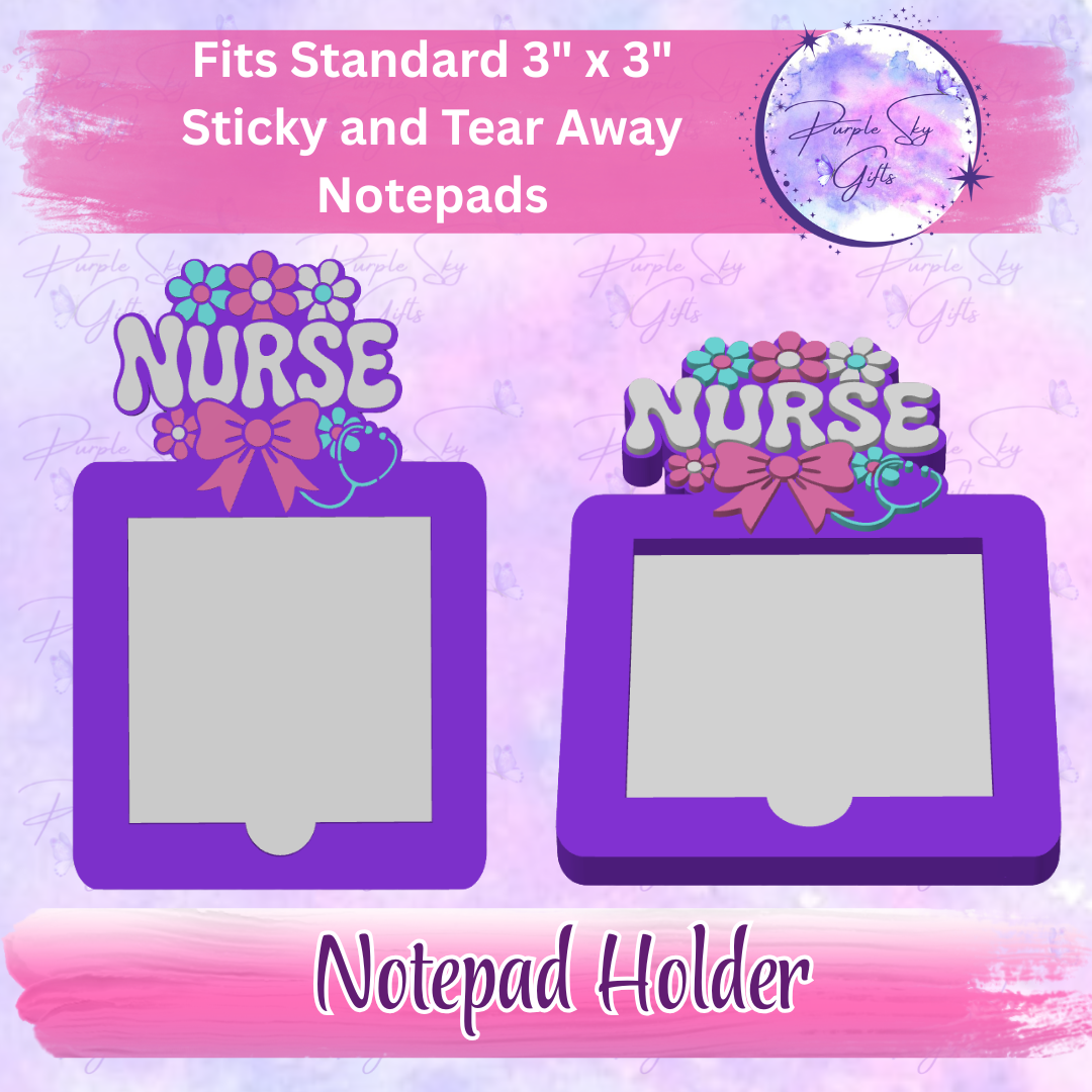 Floral Nurse 3"x3" Sticky/Tear Away Notes Notepad Holders