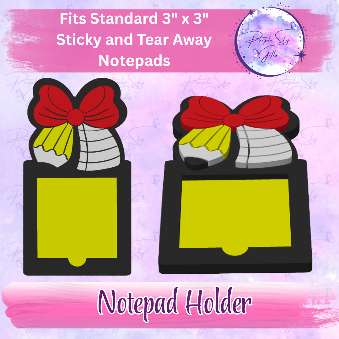 Teacher Round Pencil Bow 3"x3" Sticky/Tear Away Notes Notepad Holders