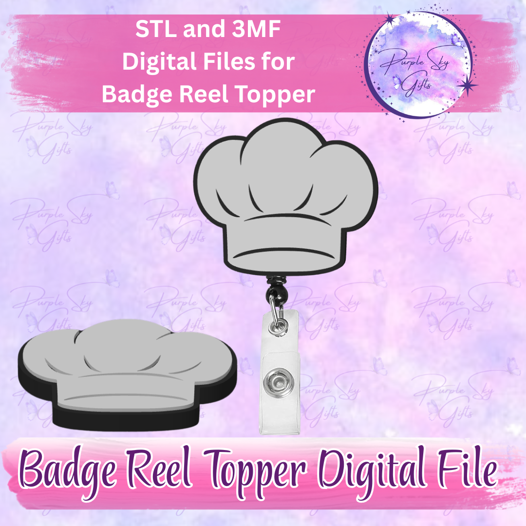 Chef's Hat Badge Reel Topper STL and 3MF Files