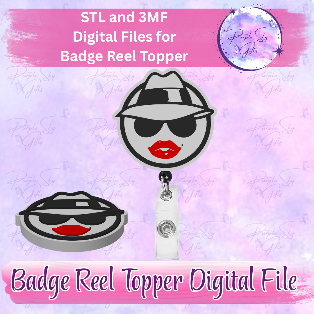 Lowrider Chola Woman Badge Reel Topper STL and 3MF Files