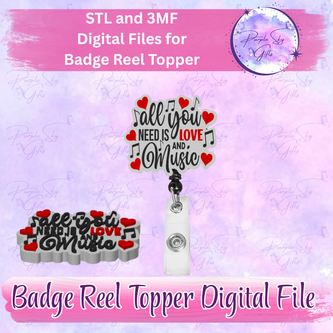 All You Need Is Love And Music Badge Reel With Topper - Or Topper Only