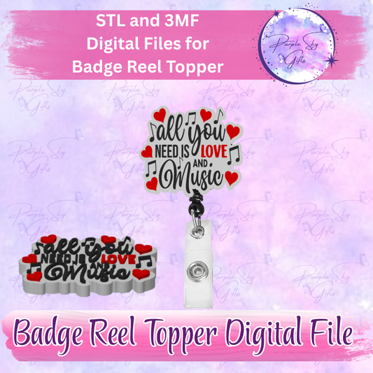 All You Need Is Love And Music Badge Reel With Topper - Or Topper Only