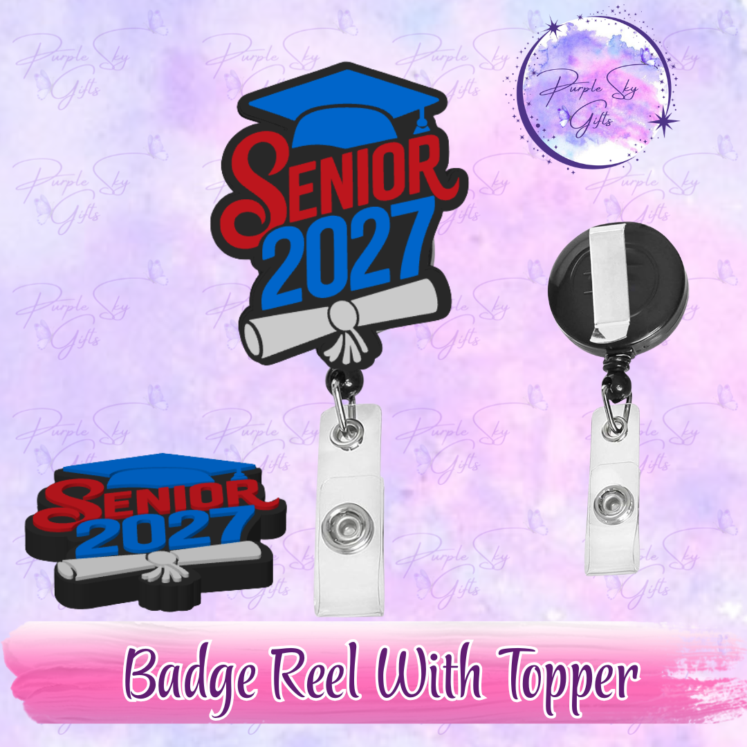 Senior 2027 Cap and Diploma Badge Reel With Topper - Or Topper Only