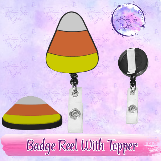 Candy Corn Badge Reel With Topper - Or Topper Only