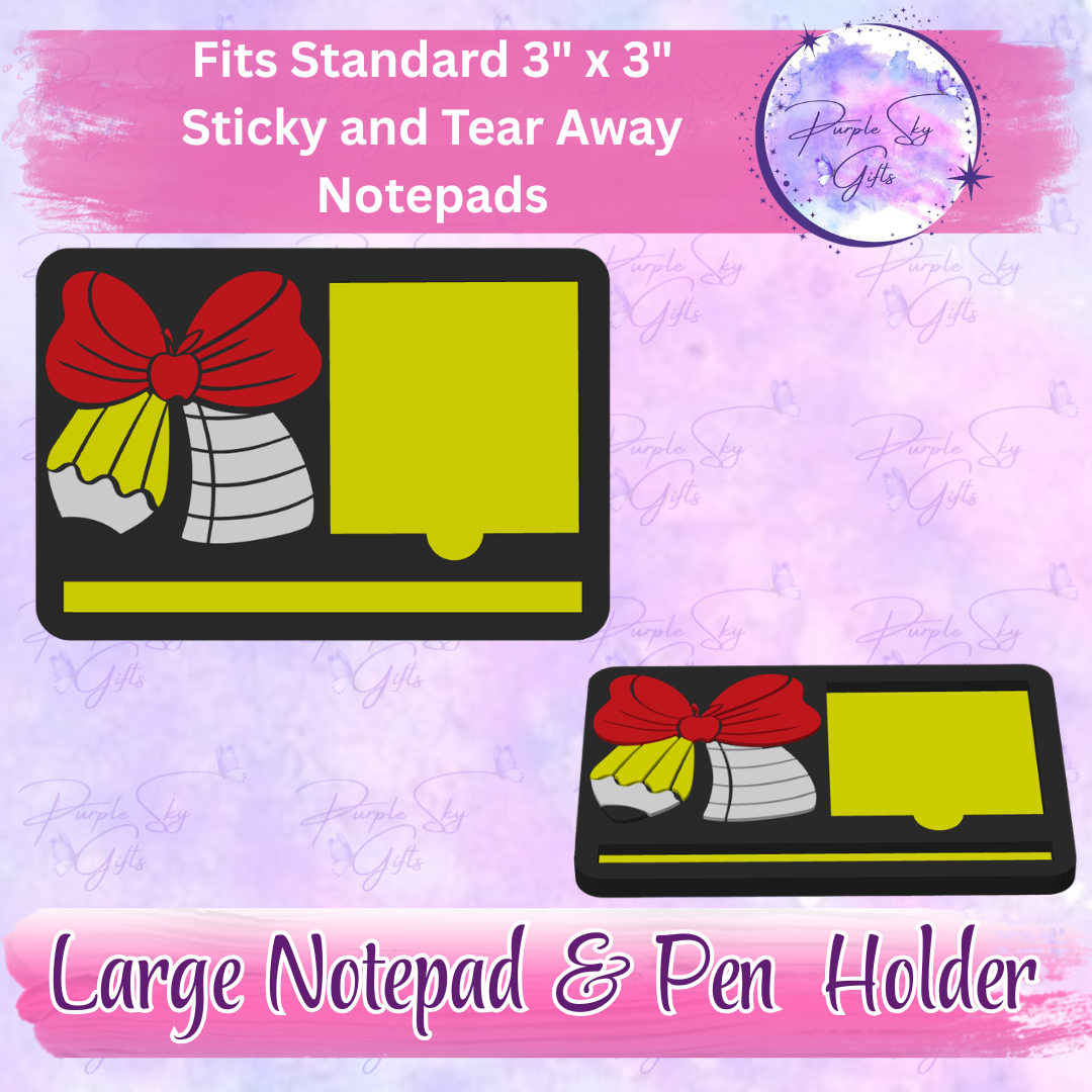 Teacher Apple Pencil Bow 3"x3" Sticky/Tear Away Notes Notepad Holders