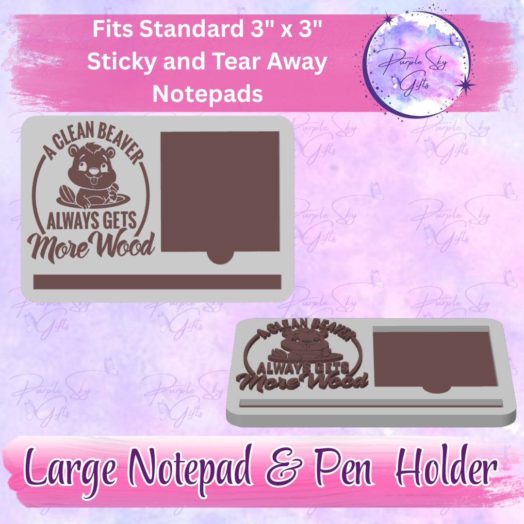 A Clean Beaver Gets More Wood 3"x3" Sticky/Tear Away Notes Notepad Holders