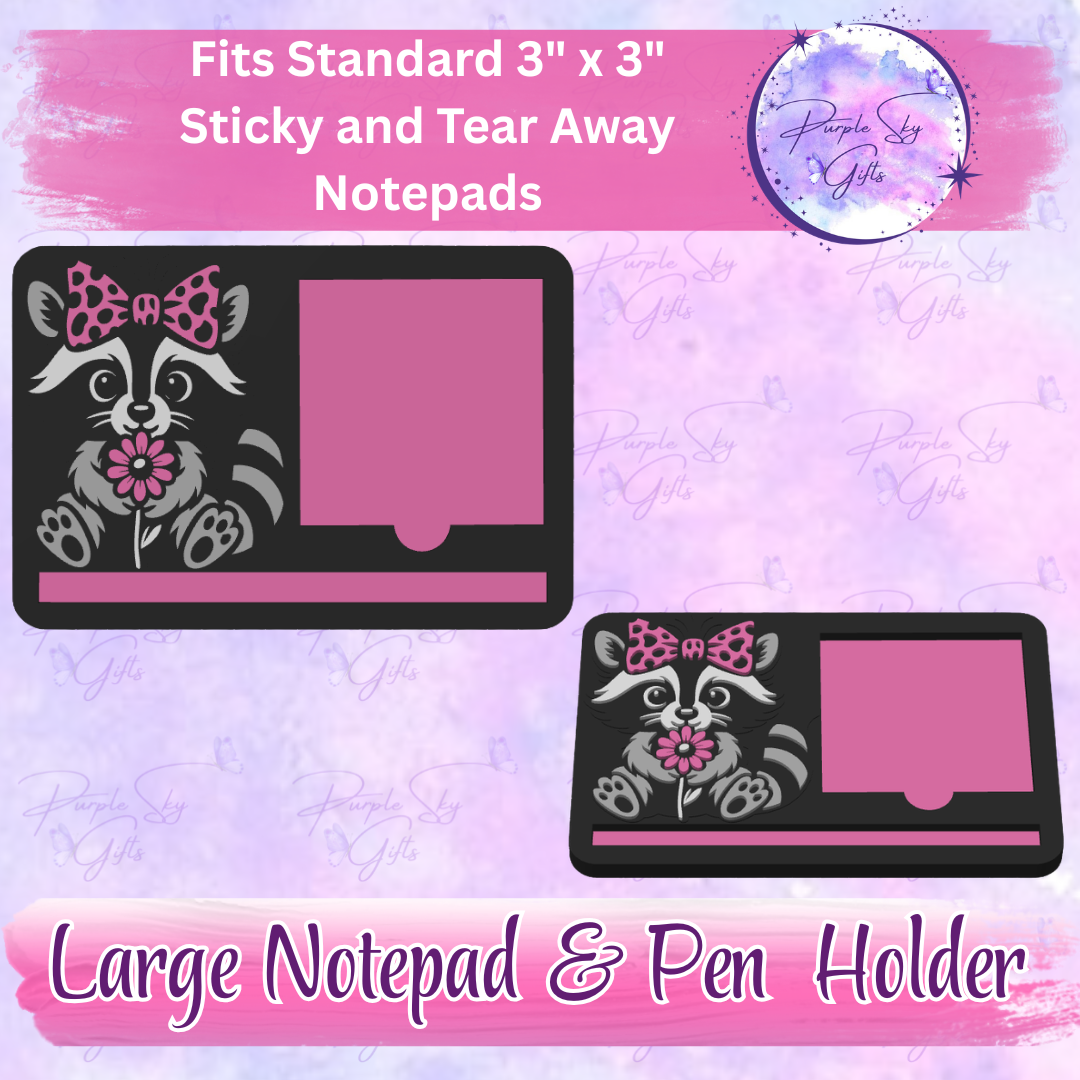 Cute Raccoon 3"x3" Sticky/Tear Away Notes Notepad Holders