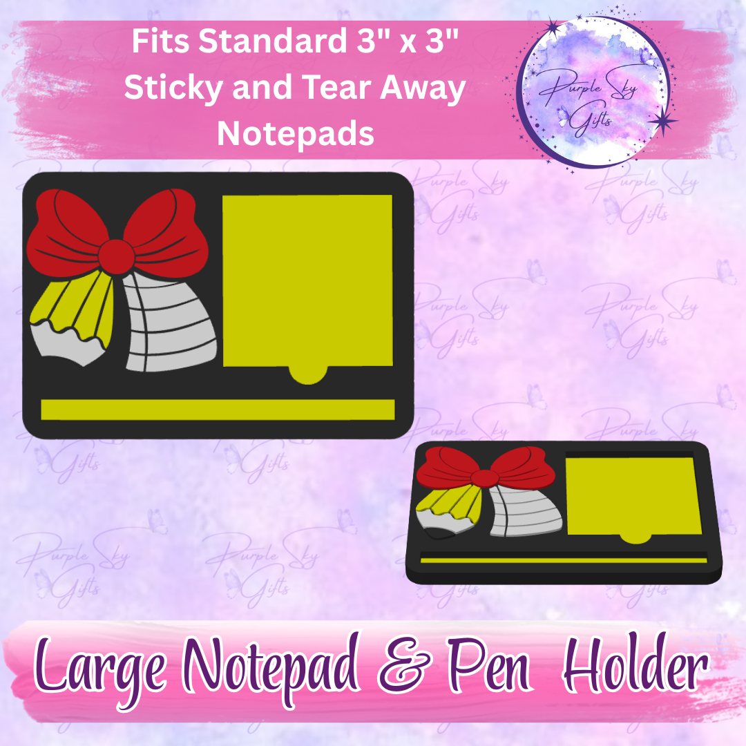 Teacher Round Pencil Bow 3"x3" Sticky/Tear Away Notes Notepad Holders