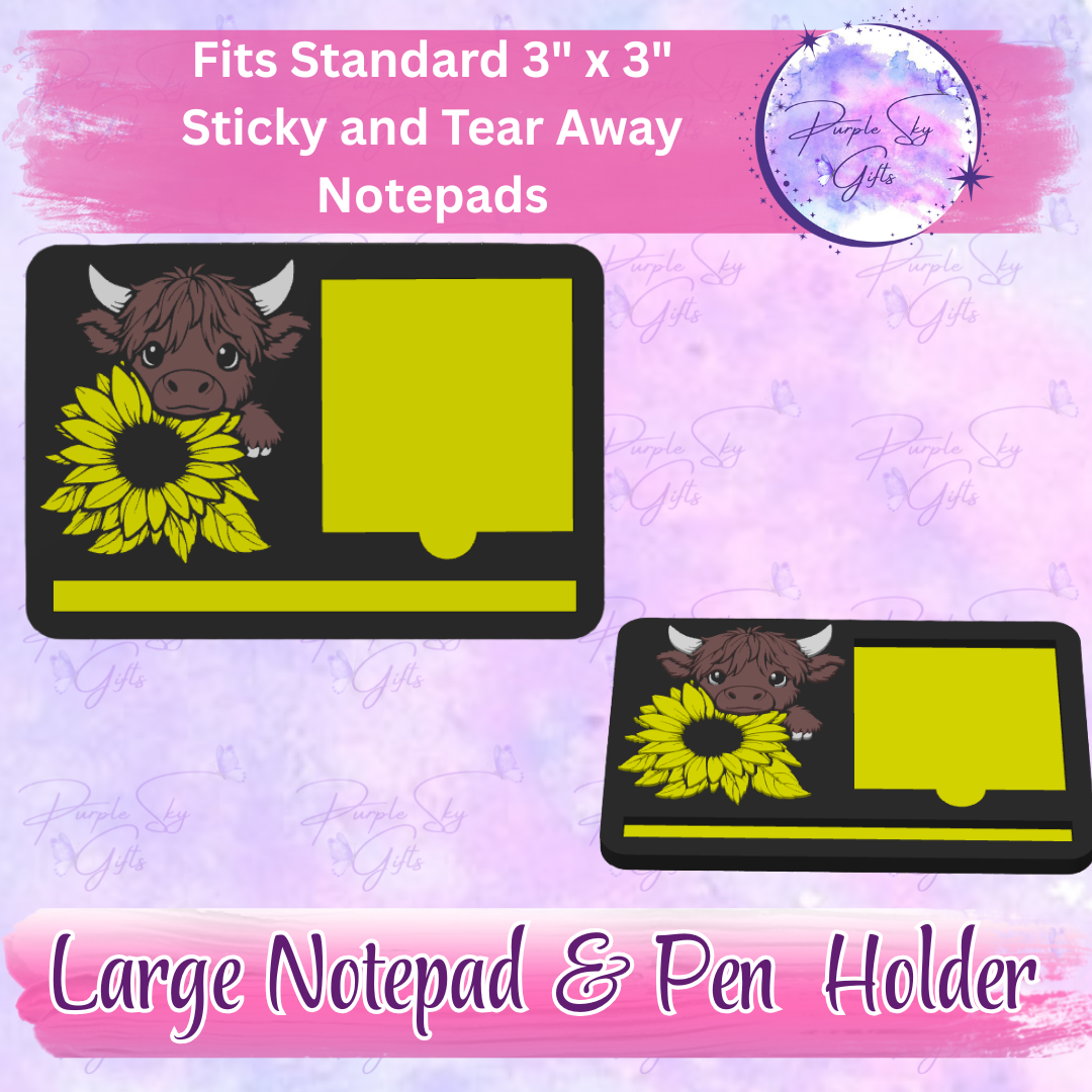 Sunflower Cow 3"x3" Sticky/Tear Away Notes Notepad Holders