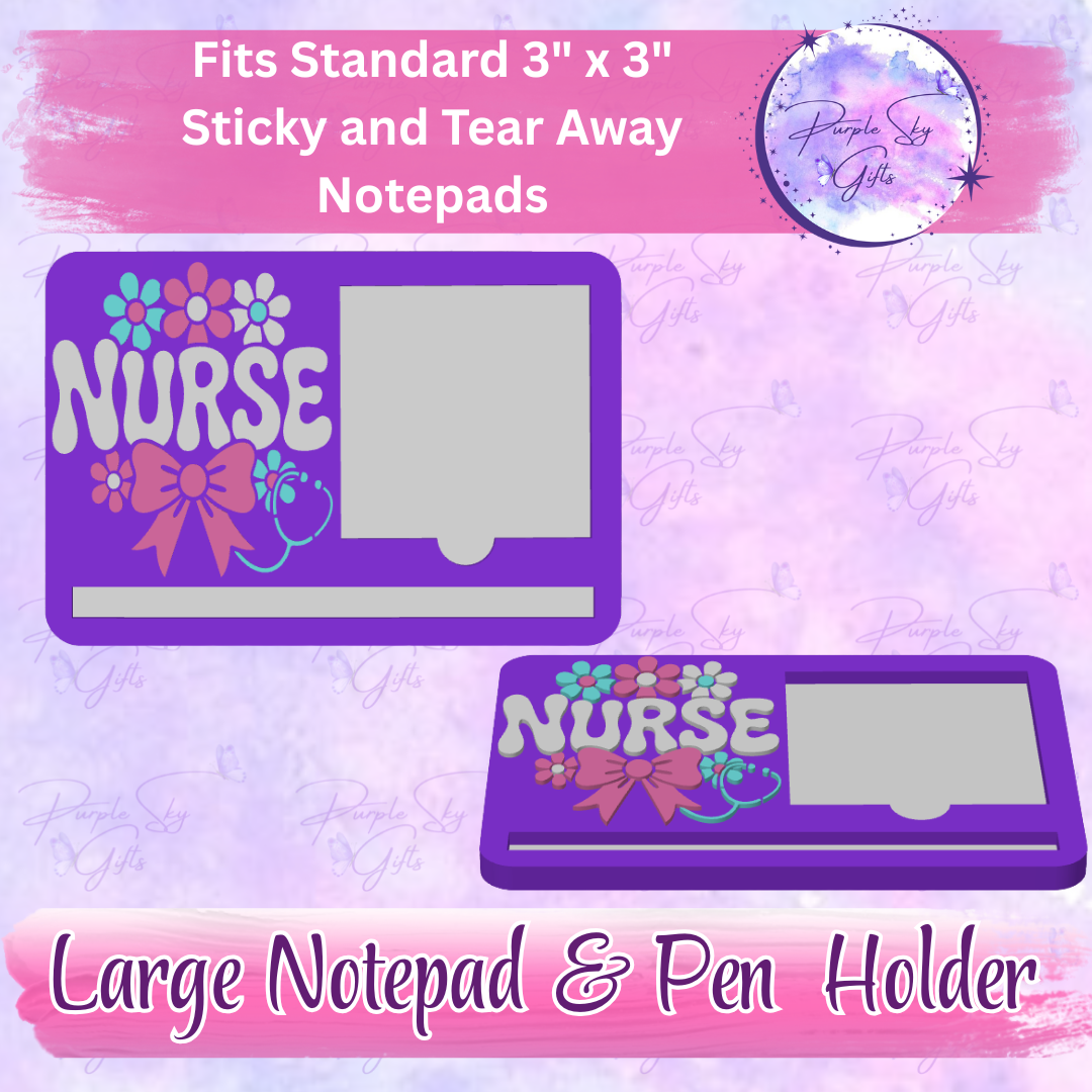 Floral Nurse 3"x3" Sticky/Tear Away Notes Notepad Holders