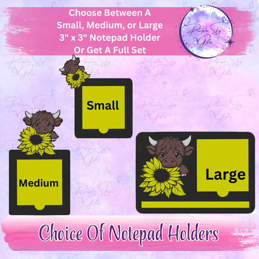 Sunflower Cow 3"x3" Sticky/Tear Away Notes Notepad Holders