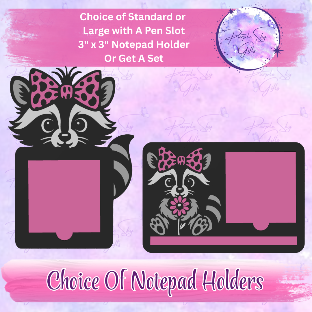 Cute Raccoon 3"x3" Sticky/Tear Away Notes Notepad Holders