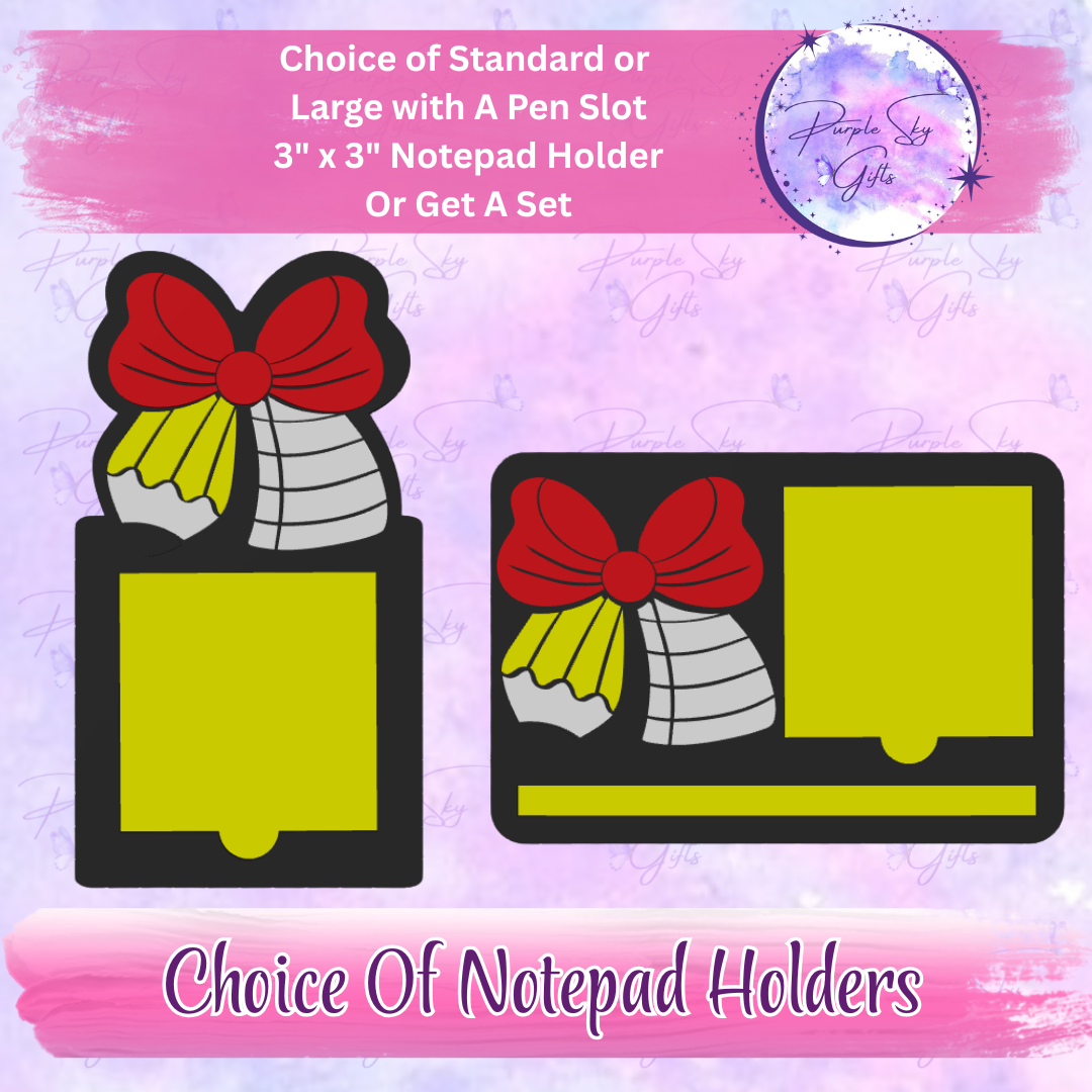 Teacher Round Pencil Bow 3"x3" Sticky/Tear Away Notes Notepad Holders