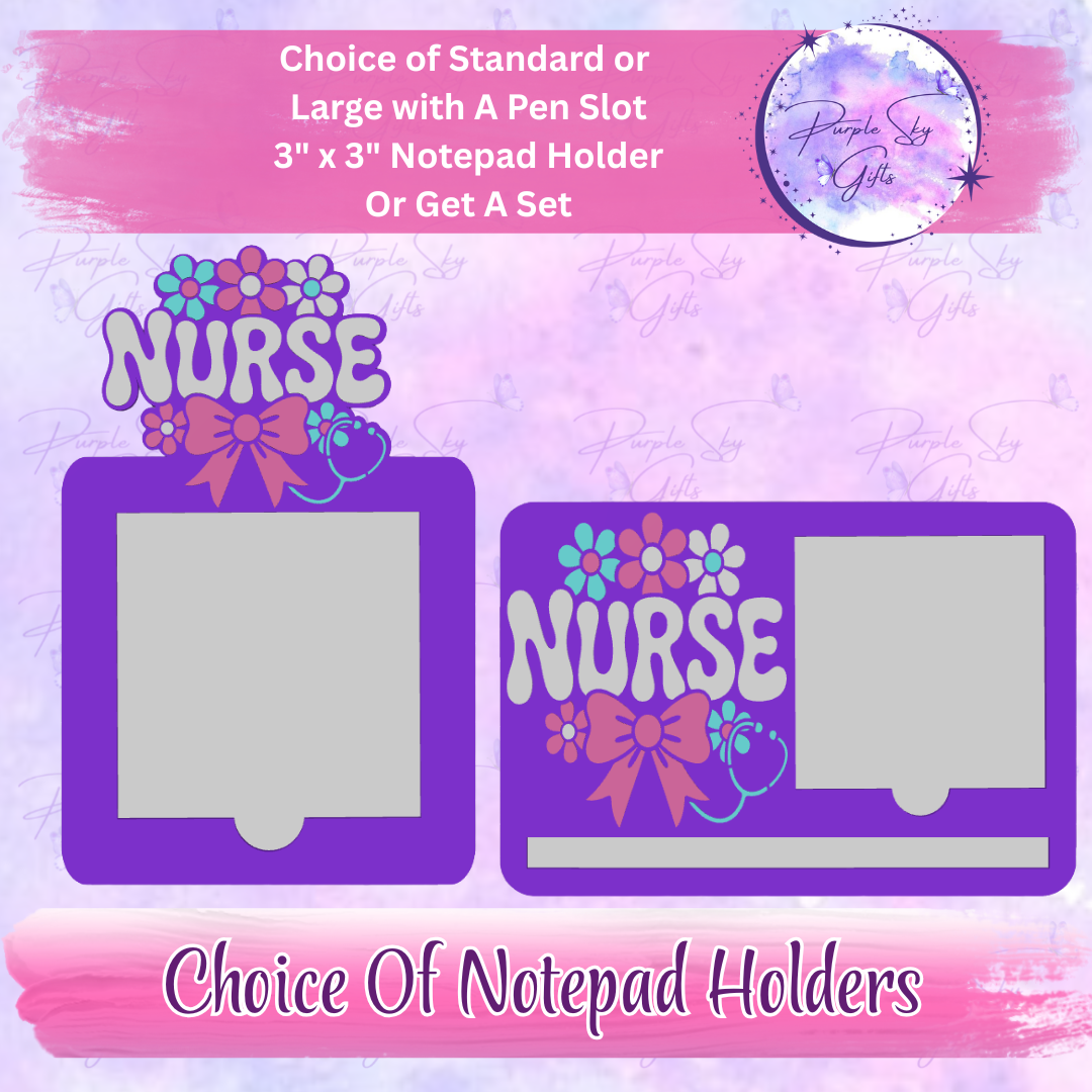 Floral Nurse 3"x3" Sticky/Tear Away Notes Notepad Holders
