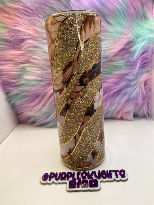 30 oz Golden Swirl Glitter Epoxy Tumbler - Ready To Ship