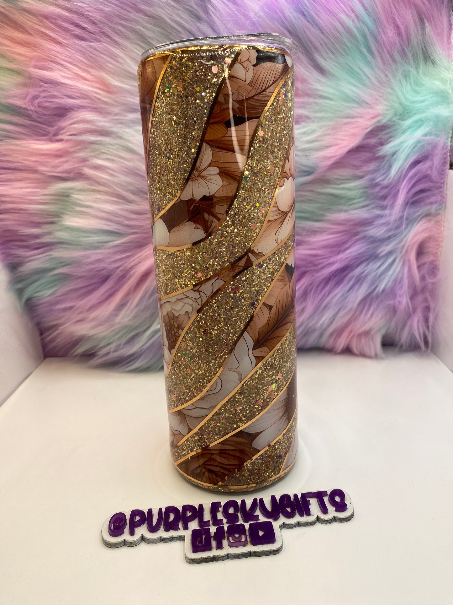 30 oz Golden Swirl Glitter Epoxy Tumbler - Ready To Ship