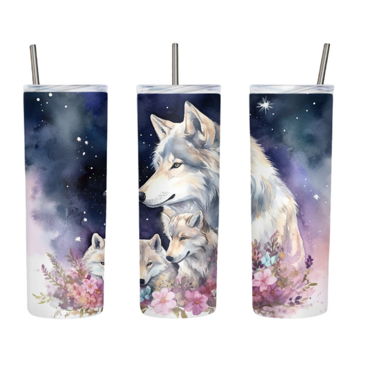 Watercolor Wolf Pack 20 or 30 oz Tumbler