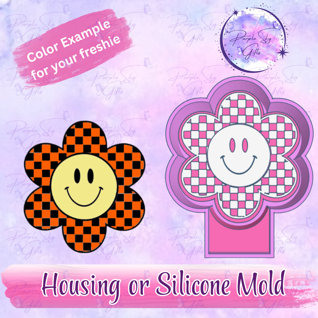 Checkered Print Flower Mold Housing or Silicone Mold