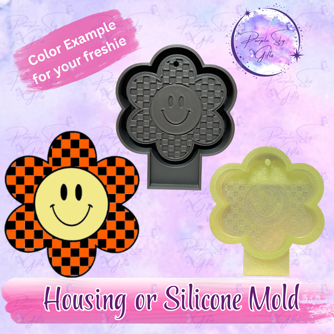Checkered Print Flower Mold Housing or Silicone Mold