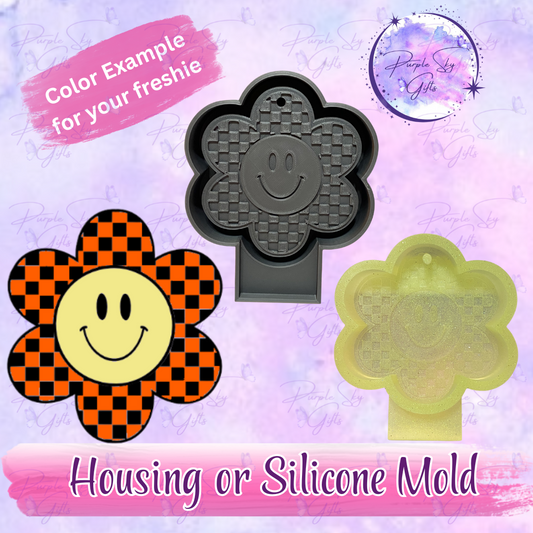 Checkered Print Flower Mold Housing or Silicone Mold
