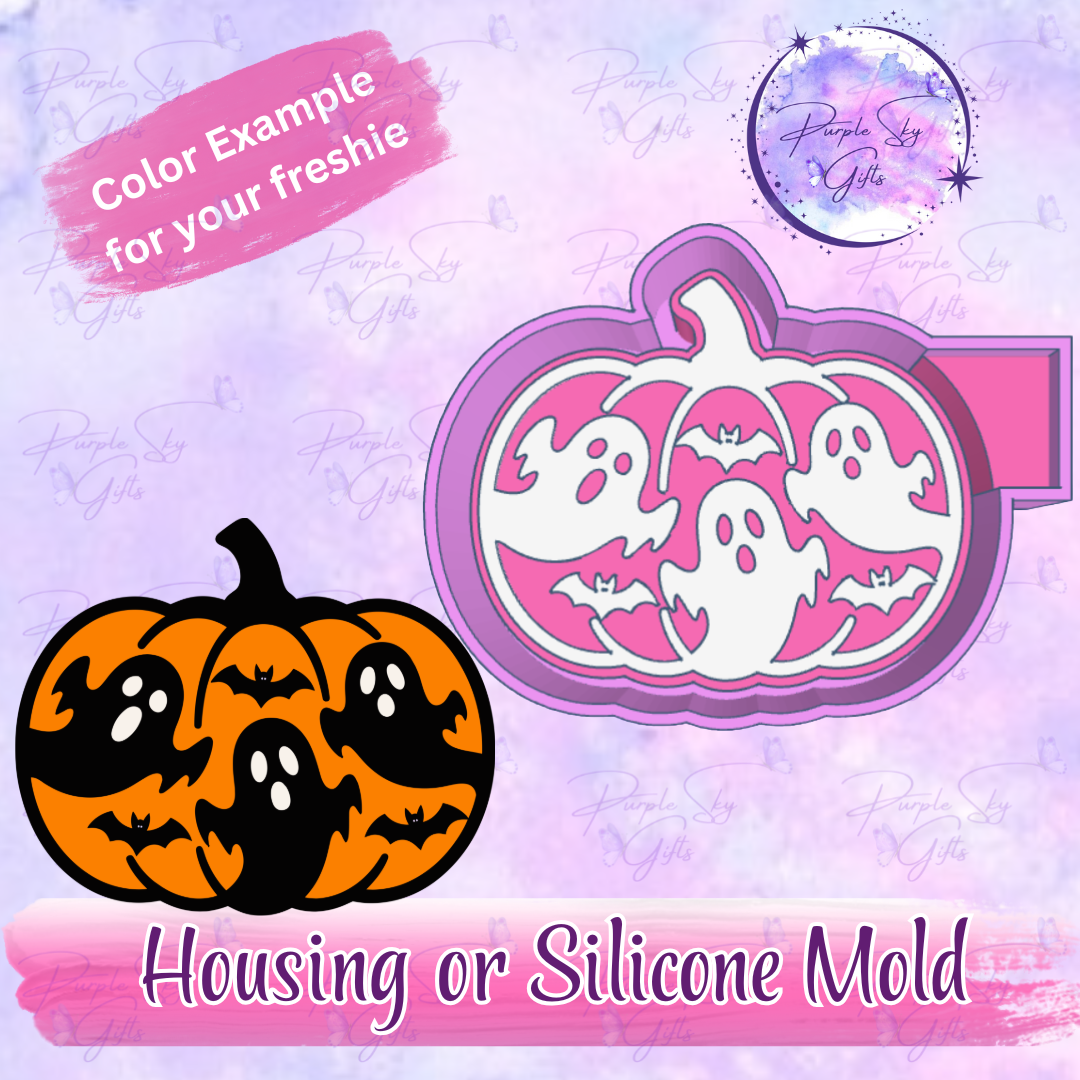 Pumpkin Halloween Scene Mold Housing OR Silicone Mold