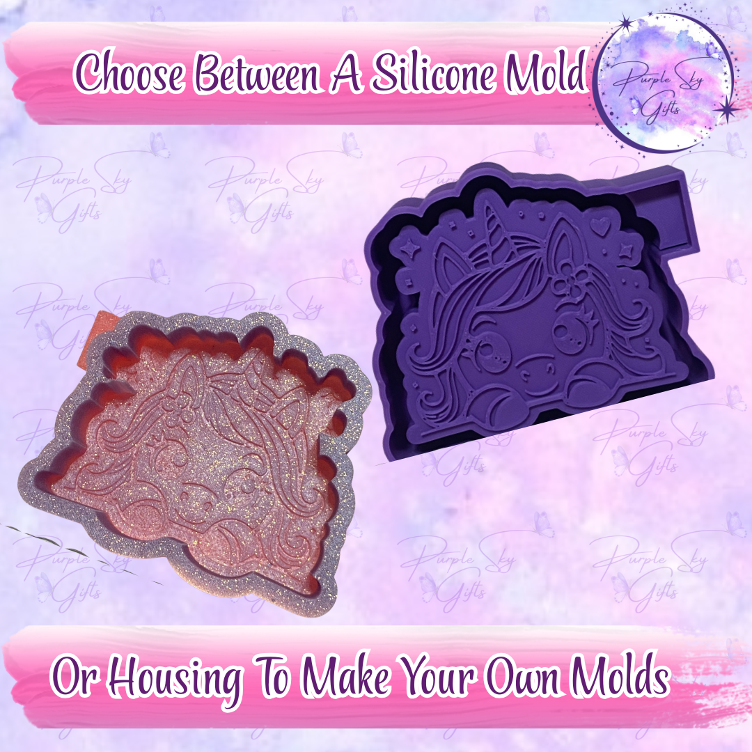 Peeking Unicorn Mold Housing OR Silicone Mold