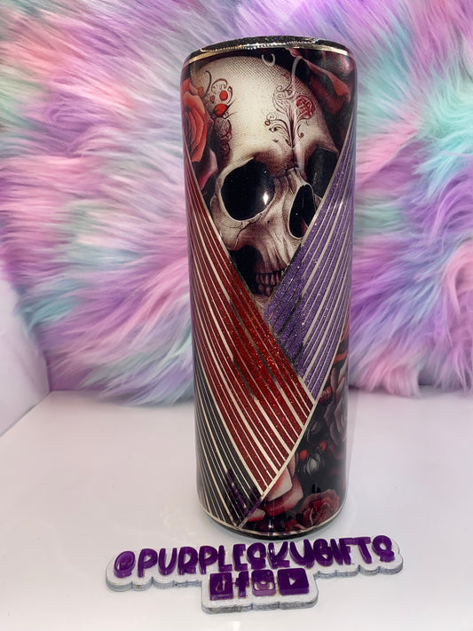 30 oz Skull and Roses Glitter Epoxy Tumbler - Ready To Ship