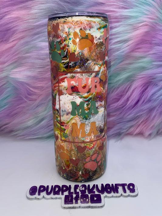 20 oz Fur Mama Pigment Epoxy Glitter Tumbler Ready To Ship