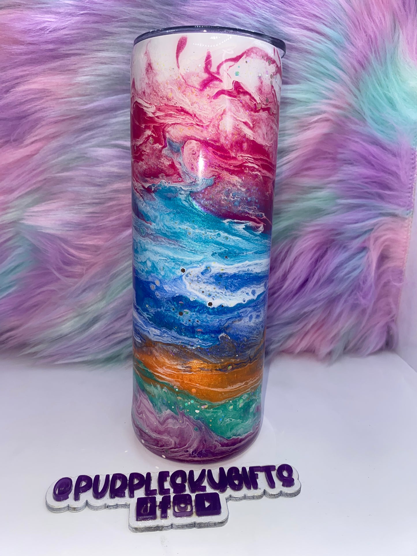 30 oz Colorful Pigment Epoxy Glitter Tumbler Ready To Ship