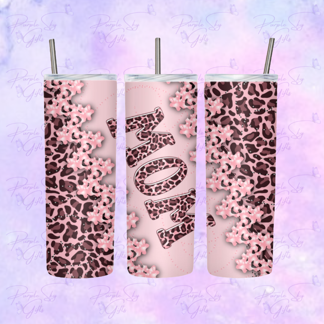 Pink Leopard Print Mom 20 oz Tumbler