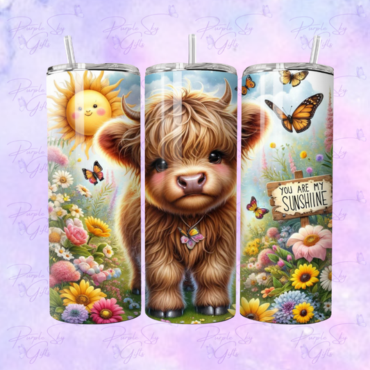 You Are My Sunshine Highland Cow 20 oz Tumbler