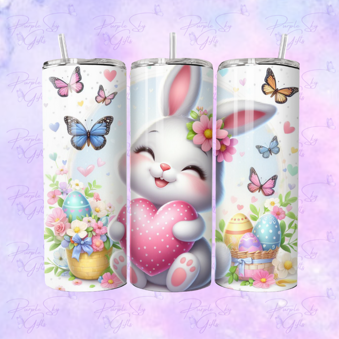 Easter Bunny With Polka Dot Heart 20 or 30 oz Tumbler