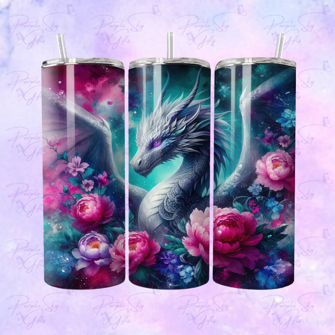 Floral Fantasy Dragon 20 oz Tumbler