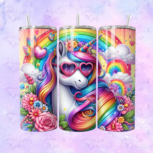 Rainbow Unicorn 20 oz Tumbler