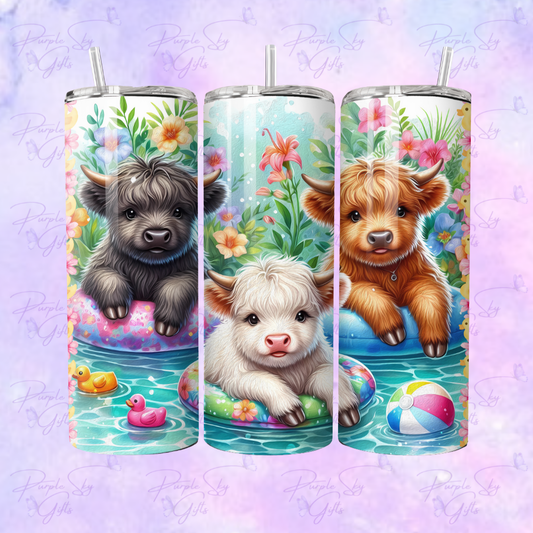 Highland Cows Floating Friends 20 or 30 oz Tumbler
