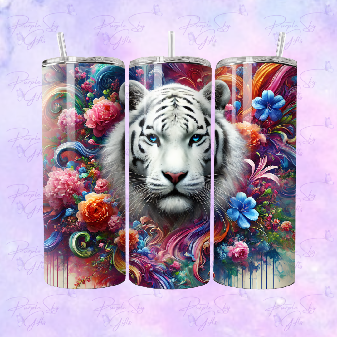 Floral White Tiger 20 oz Tumbler