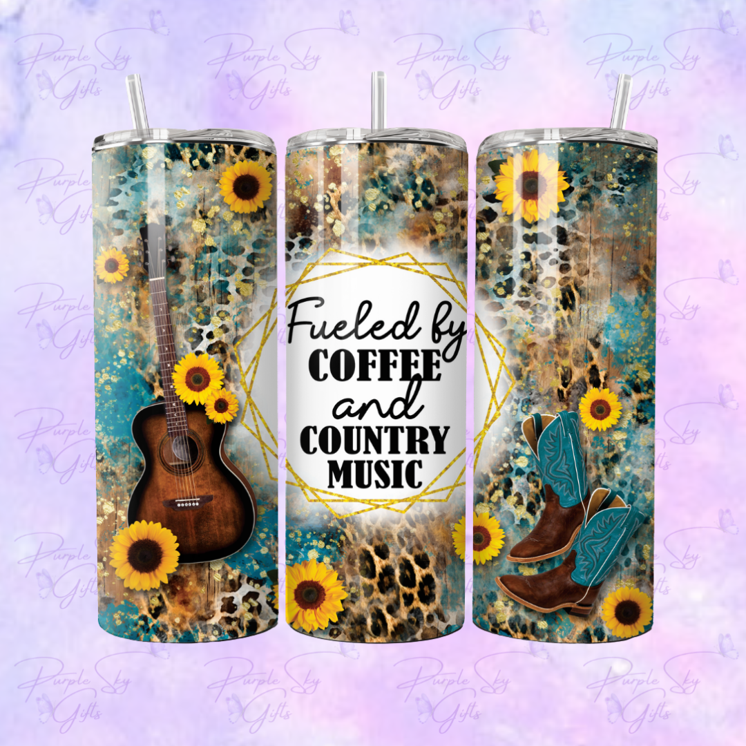 Fueled By Coffee and Country Music 20 or 30 oz Tumbler