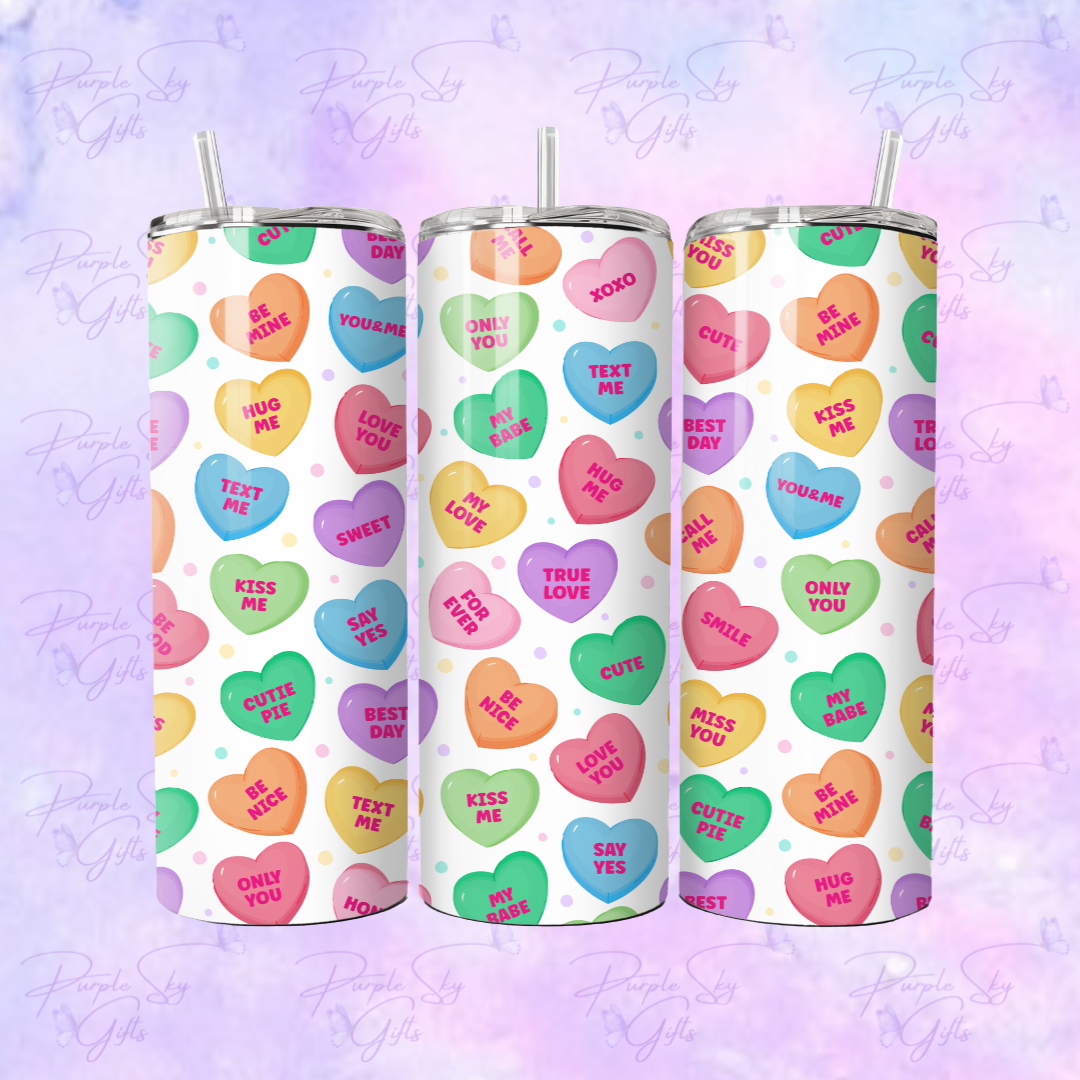 Valentines Day Conversation Hearts 20 or 30 oz Tumbler