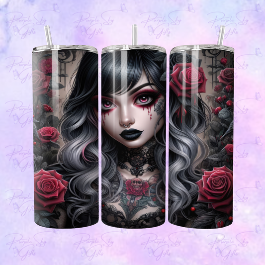 Goth Tattooed Witchy Girl 20 or 30 oz Tumbler