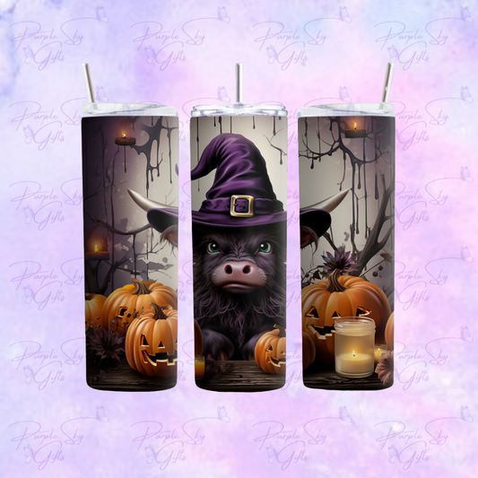 Halloween Witch Highland Cow 20 oz Tumbler