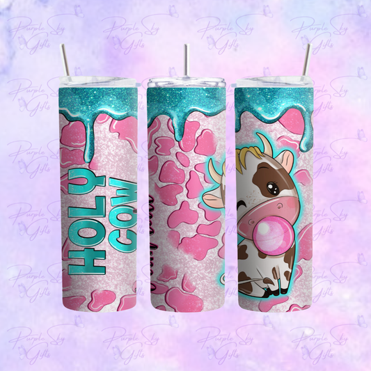 Holy Cow I'm Cute Bubblegum Cow 20 oz Tumbler