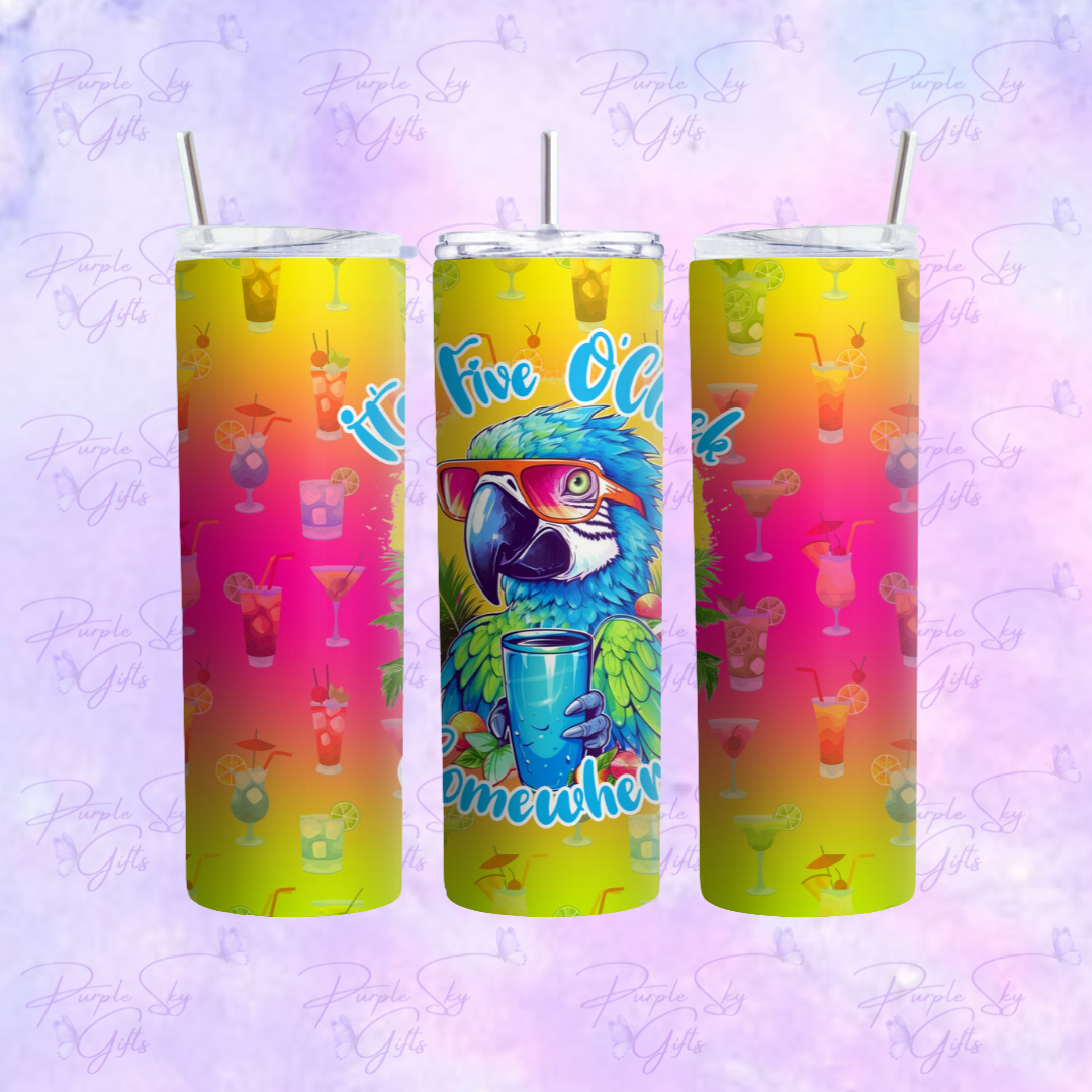 It's Five o'clock Somewhere Parrot Head 20 oz Tumbler