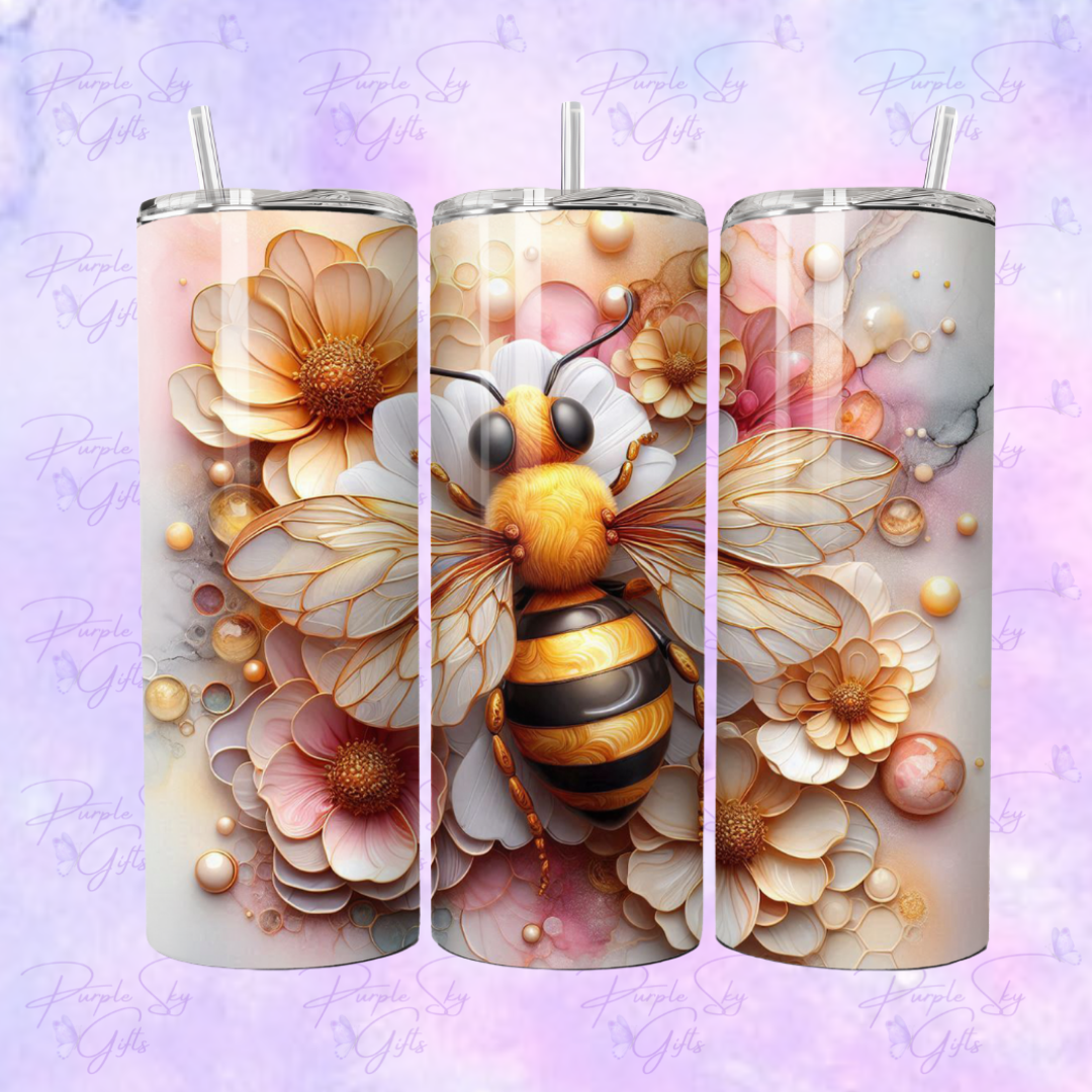 Large Bee On Flowers 20 oz Tumbler
