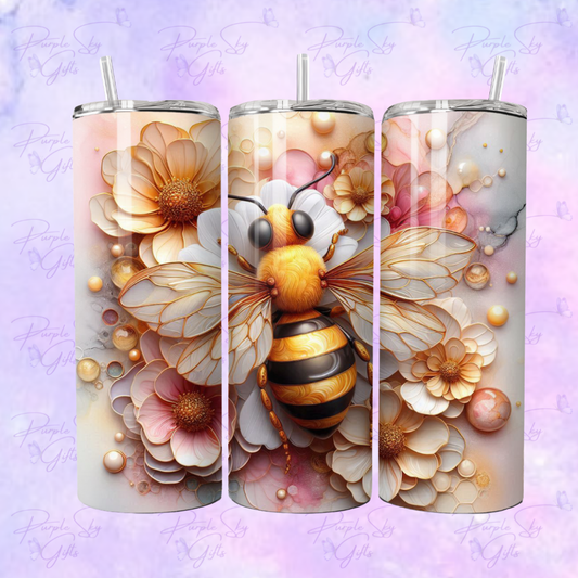 Large Bee On Flowers 20 oz Tumbler