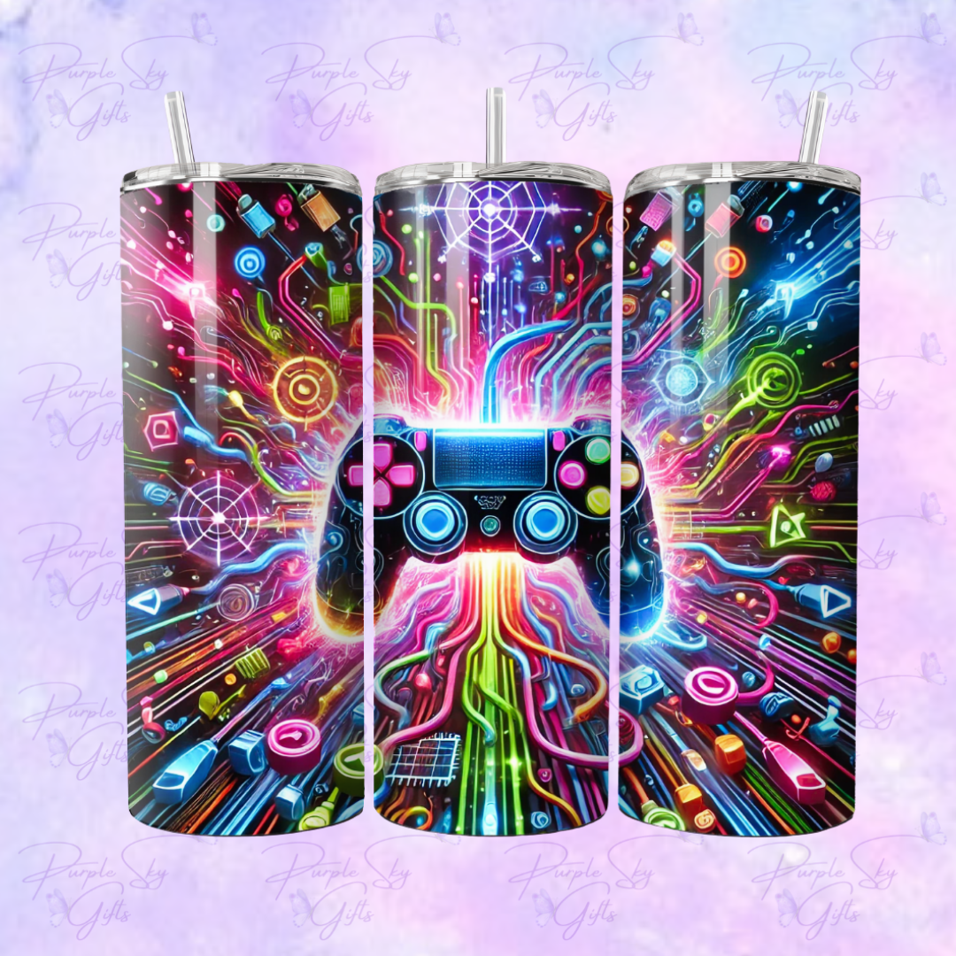 Neon Gaming Controller - Gamer's 20 oz Tumbler