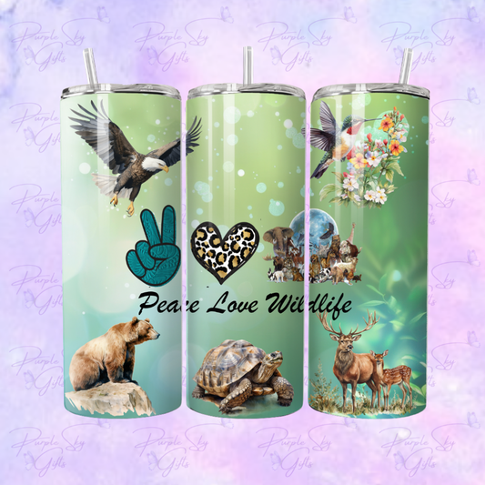 Peace Love Wildlife 20 oz Tumbler