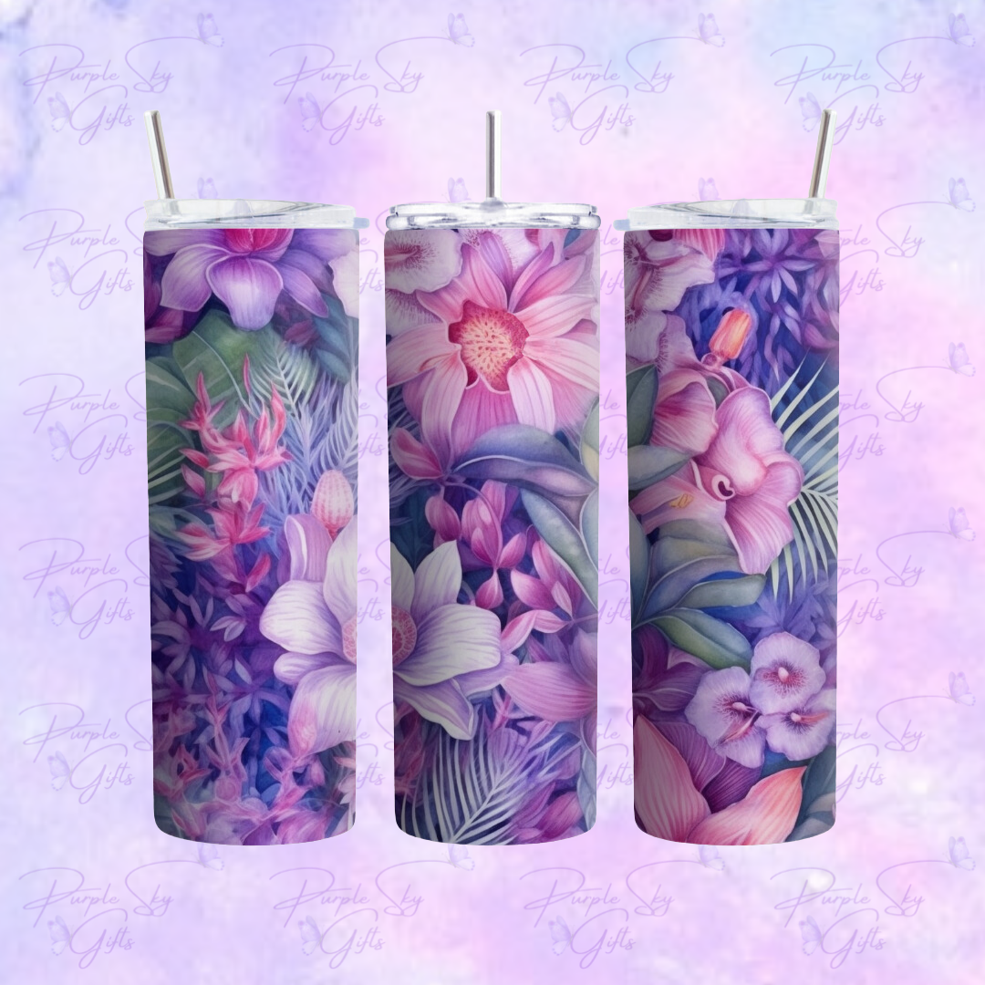 Pink and Purple Floral 20 or 30 oz Tumbler