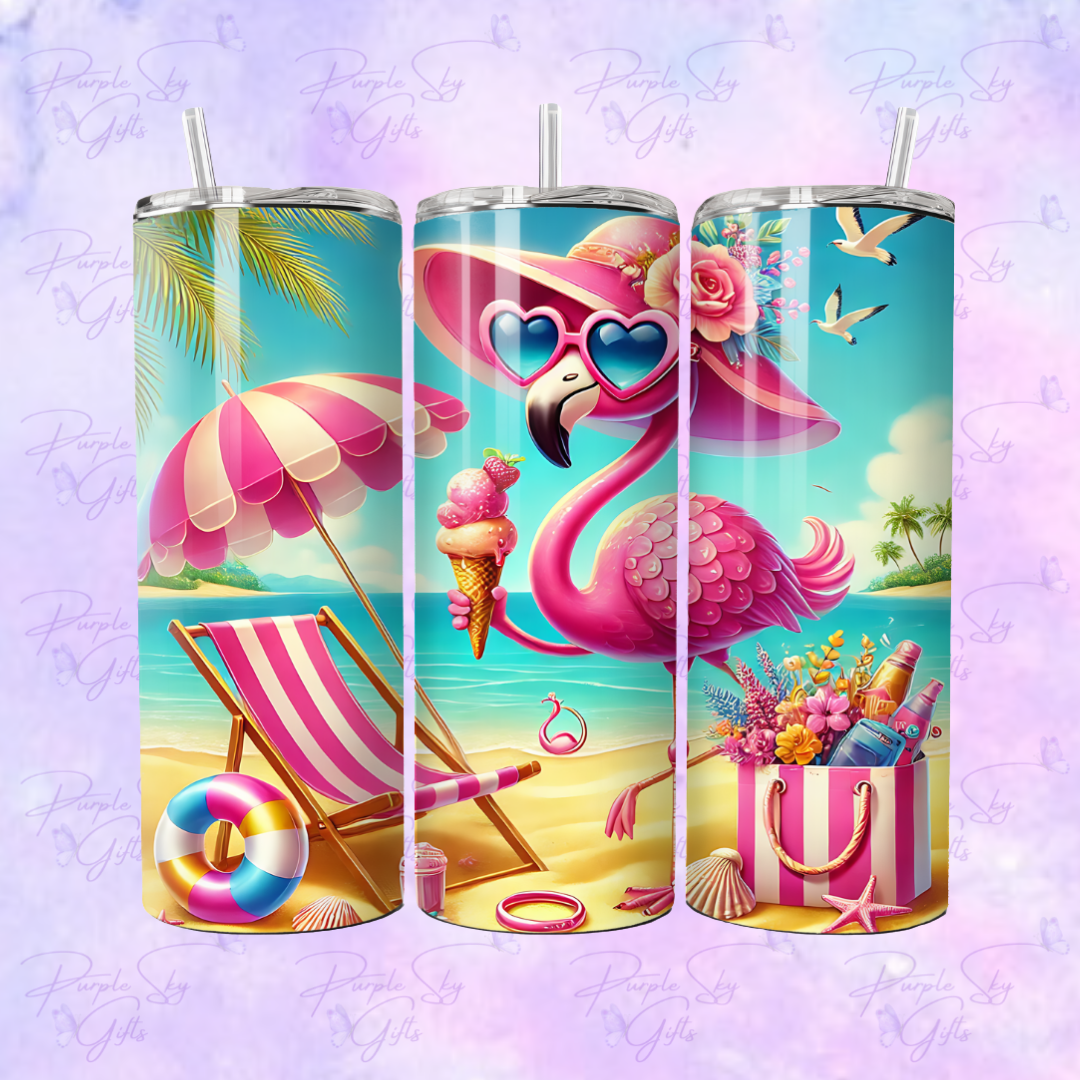 Pink Flamingo Summer 20 oz Tumbler