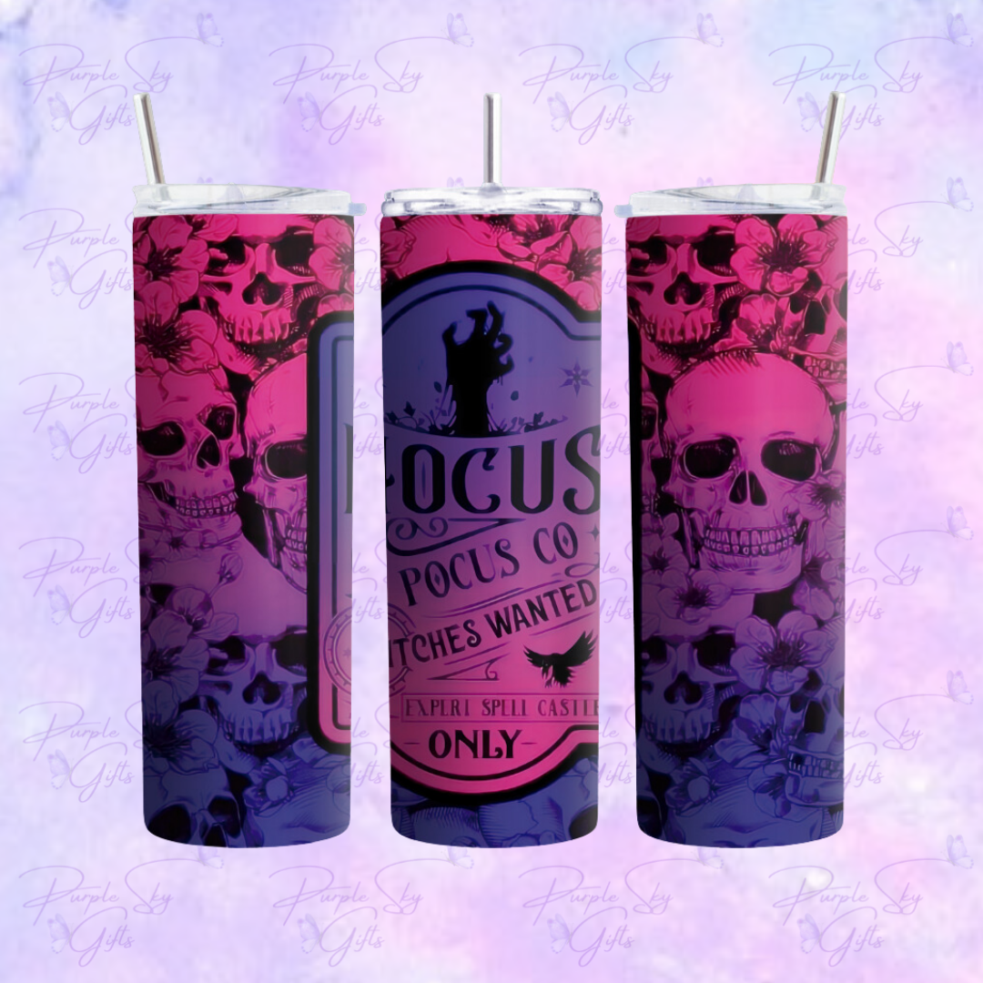 Purple and Pink Hocus Pocus Witches Wanted 20 oz Tumbler